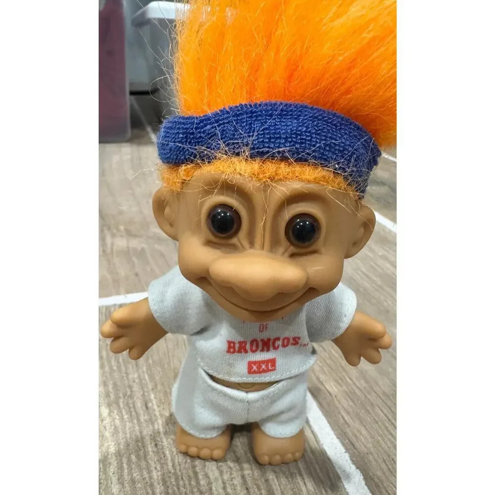 Vintage 1980s Original RUSS Troll Dolls - Lot of 2 Colorado, Denver Broncos
